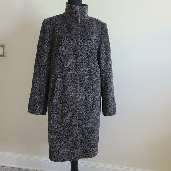Lener Cordier Wool Coat FR 38 US M Bouclé Gray Long Overcoat Made in France - Picture 1 of 10